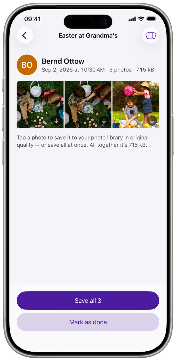 Someone else's post: save all photos or mark as done